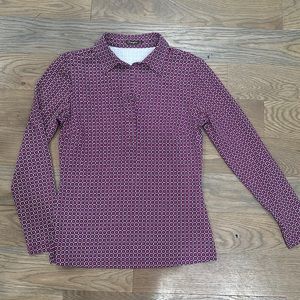 J. McLaughlin Purple Collared Long Sleeve Blouse